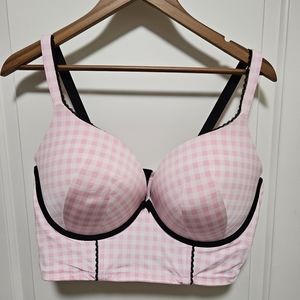 Pink Gingham Fully Lined and Padded Push-Up Bra - 42DDD